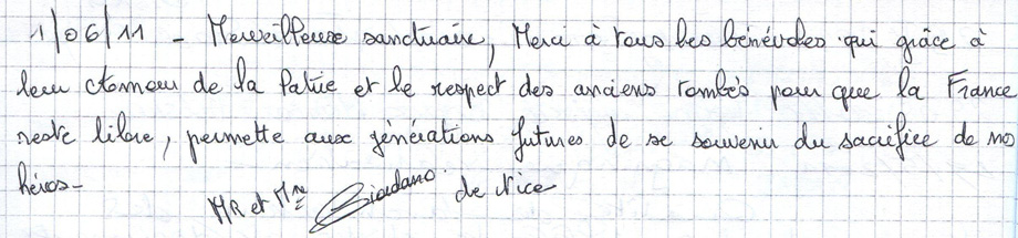 Mots laissés par les visiteurs du Mémorial de Dormans 13