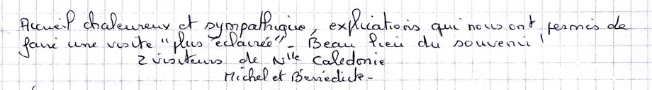 Mots laissés par les visiteurs du Mémorial de Dormans 